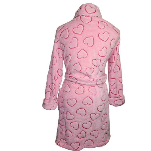 Secret Treasures Pink Hearts Belted Bathrobe Spa Size M 8-10 Pockets Sleepwear - Picture 10 of 12